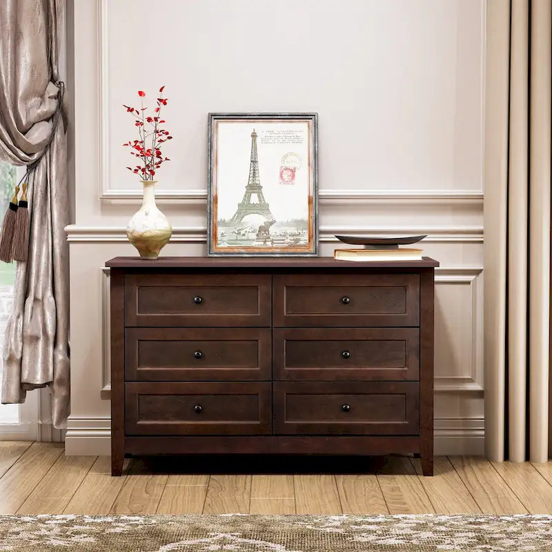 Kommode aus Massivholz mit sprühlackierten Schubladen, Buffetschrank, Sideboard mit Schließfächern, Anrichte, Konsolentisch mit Schließfächern
