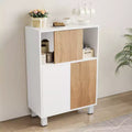 CuisinSmart Holzaufbewahrungsschrank, Sideboard-Buffetschrank mit Schiebetüren & verstellbaren Einlegeböden, Badezimmer-Vitrinenschränke, Weiß