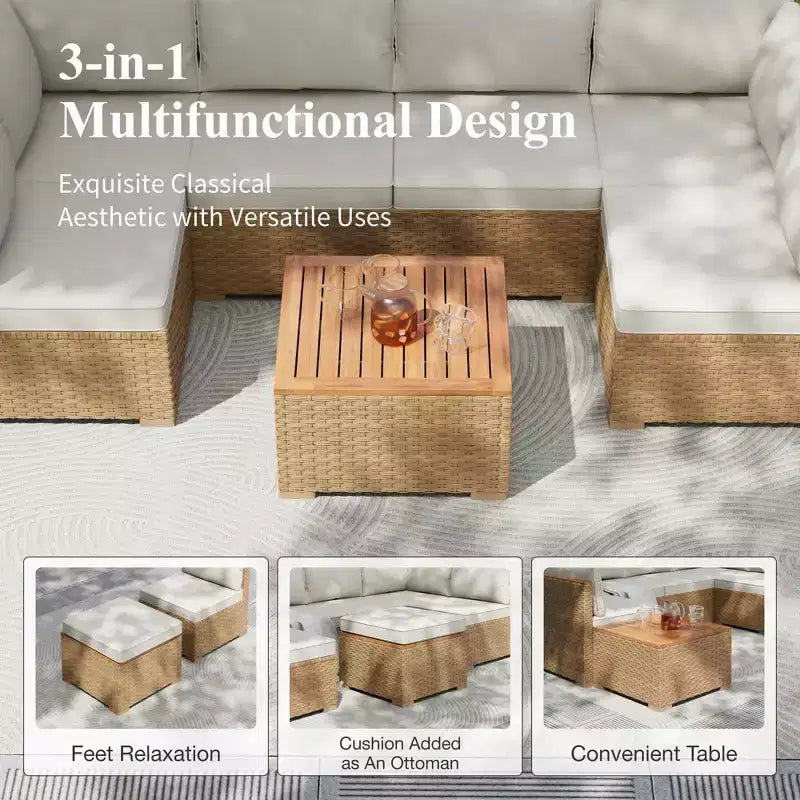 Captiva Designs Outdoor-Loungegarnitur aus Rattan-Geflecht für Garten und Terrasse