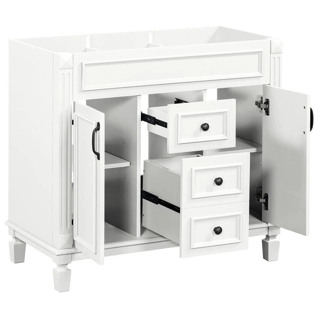 36" Moderner Badezimmer-Waschtisch mit Aufsatzwaschbecken und Spiegelschrank, 2 Türen und 2 Schubladen