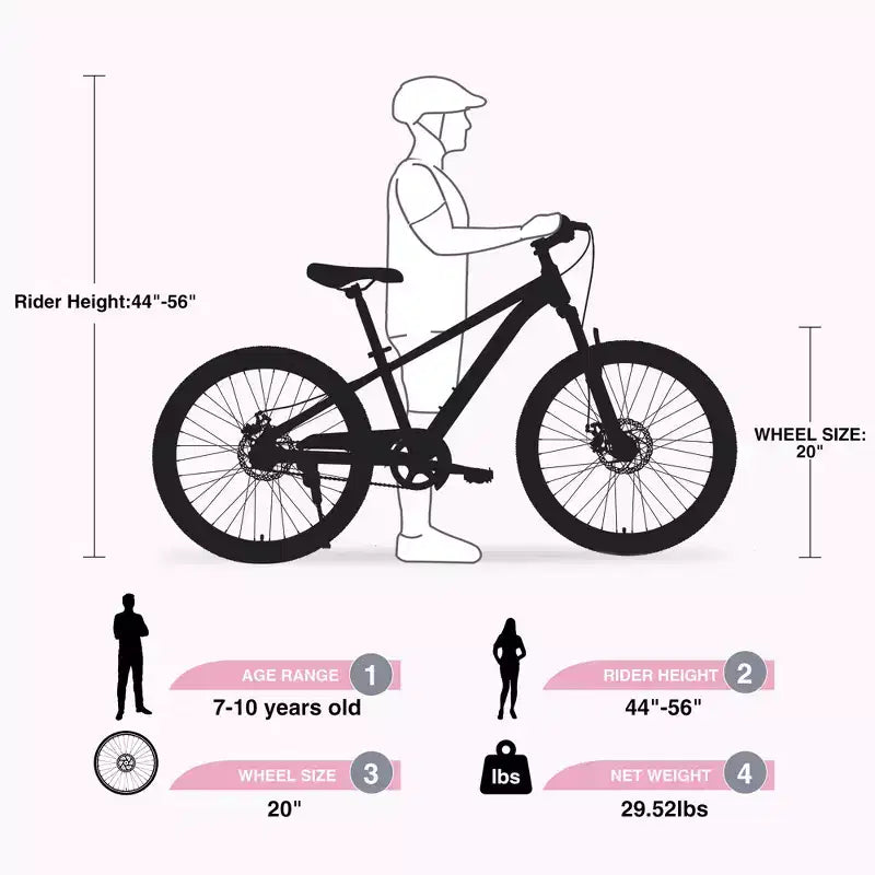 Fahrräder, 20-Zoll-Kinder-Renn-Hybridfahrrad für 7- bis 10-jährige Kleinkinder, Stahl-Pendlerfahrrad, Singlespeed-Kinder-Strand-, Straßen- und Stadtrad für Jungen und Mädchen