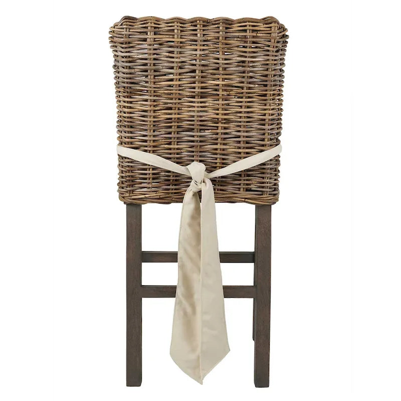 Grau gewaschener Rattan-Hocker mit Polster von East at Main