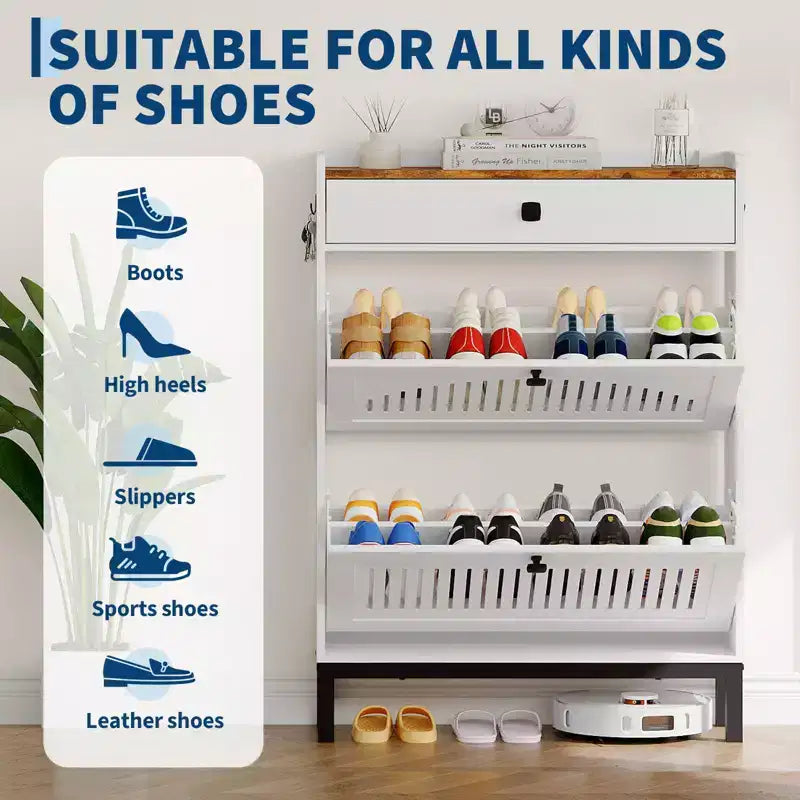 Moderner Schuhschrank aus Holz, verstellbarer Regalboden, freistehendes modernes Design, für Flur, Wohnzimmer