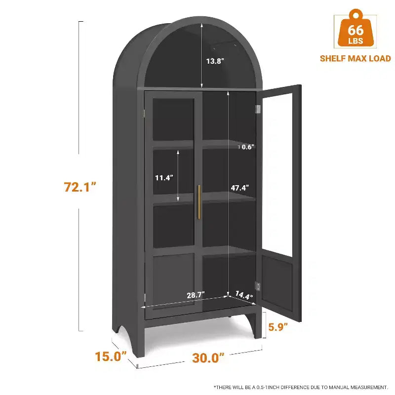 Gewölbte Holzvitrine