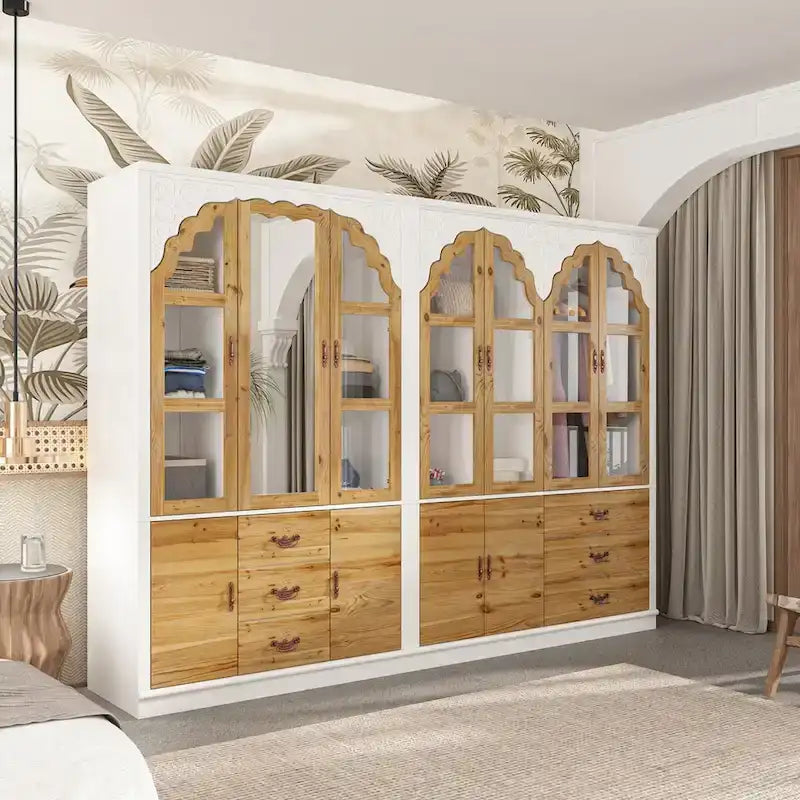 Vintage-inspiriertes zweiteiliges Kleiderschrank-Set mit Metallakzenten