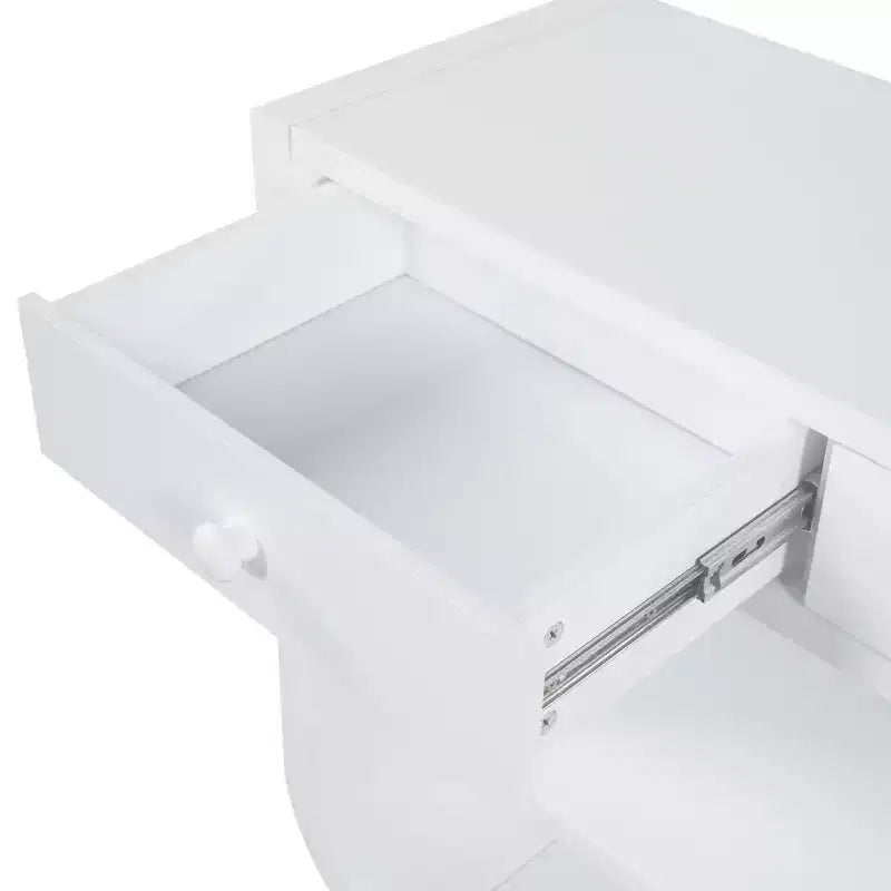 ModernLuxe geschwungener Konsolentisch, Flurtisch, Sofabeistelltisch, Präsentationsständer, Akzenttisch mit 3 Soft-Close-Schubladen & 2 offenen Ablagen