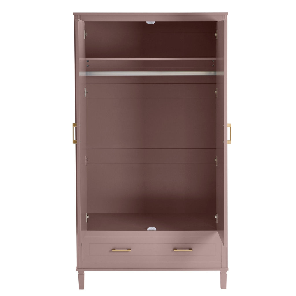 2-Tür-Kleiderschrank mit Schublade – Altrosa