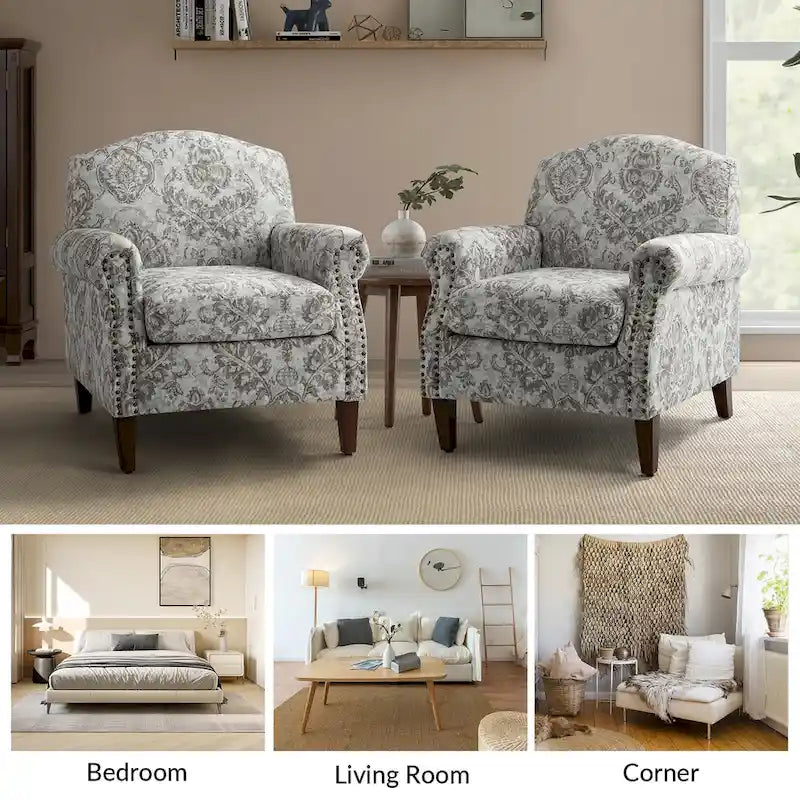 Giampiero Wohnzimmer-Sessel mit Ziernägeln, 2er-Set von HULALA HOME