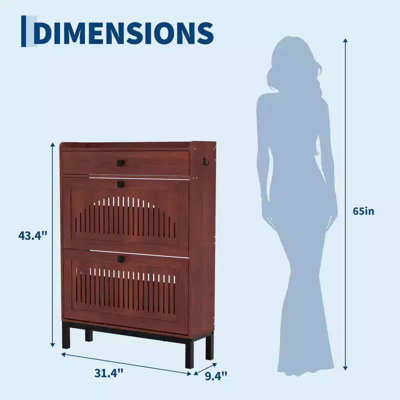 Moderner Schuhschrank aus Holz, verstellbarer Regalboden, freistehendes modernes Design, für Flur, Wohnzimmer