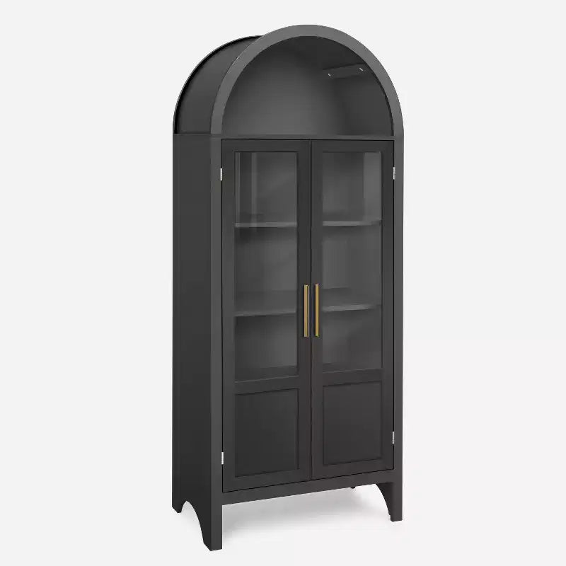 Gewölbte Holzvitrine
