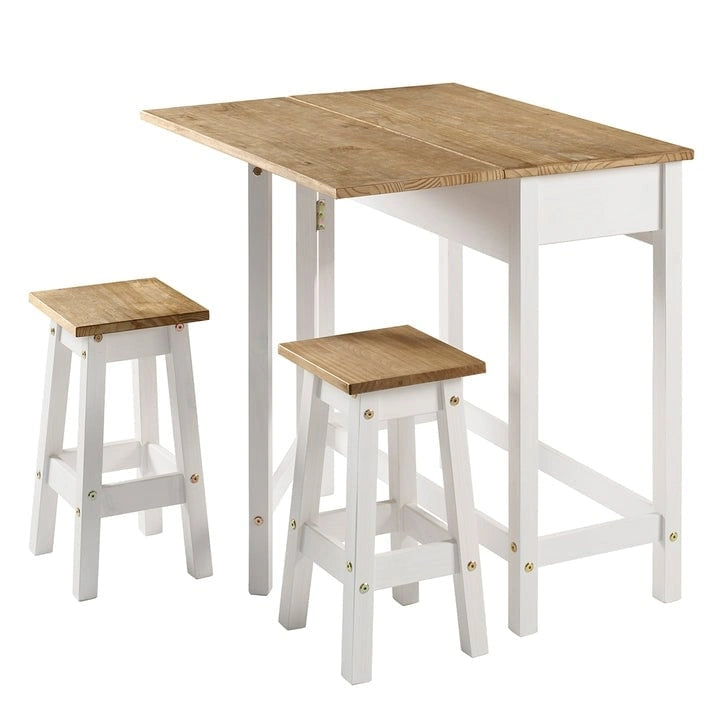 3-teiliges Esszimmer-Set mit Klapptisch aus Kiefernholz