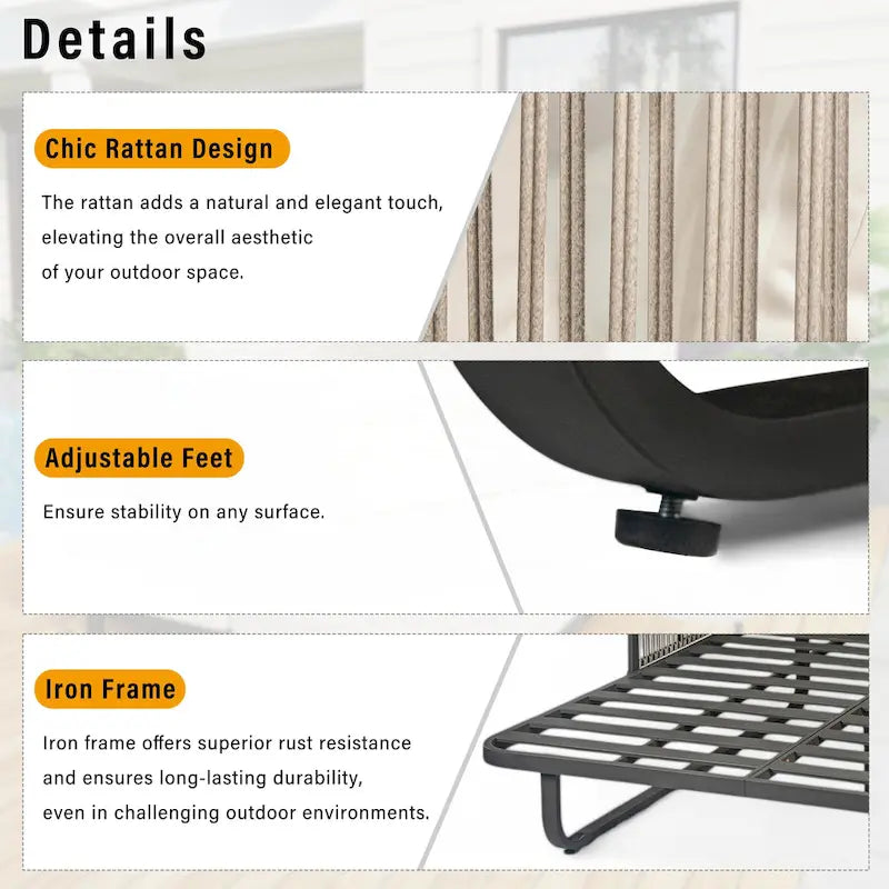 57 Outdoor-Tagesbett aus Rattan fürs Patio
