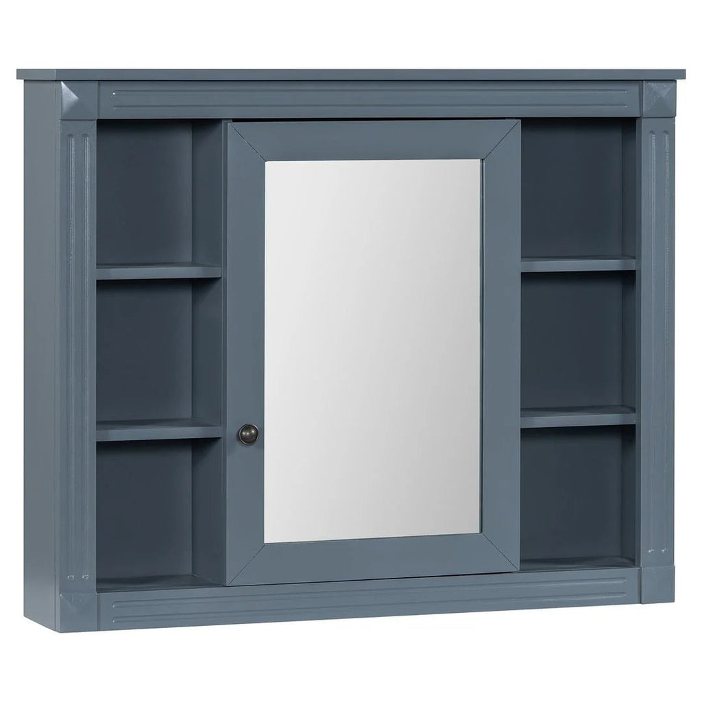 36" Moderner Badezimmer-Waschtisch mit Aufsatzwaschbecken und Spiegelschrank, 2 Türen und 2 Schubladen