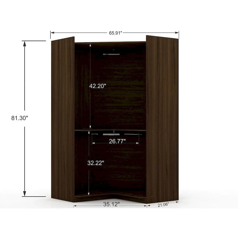 Mulberry 2.0 halb-offenes, 3-teiliges, modernes Eck-Kleiderschrank-Set mit 4 Schubladen