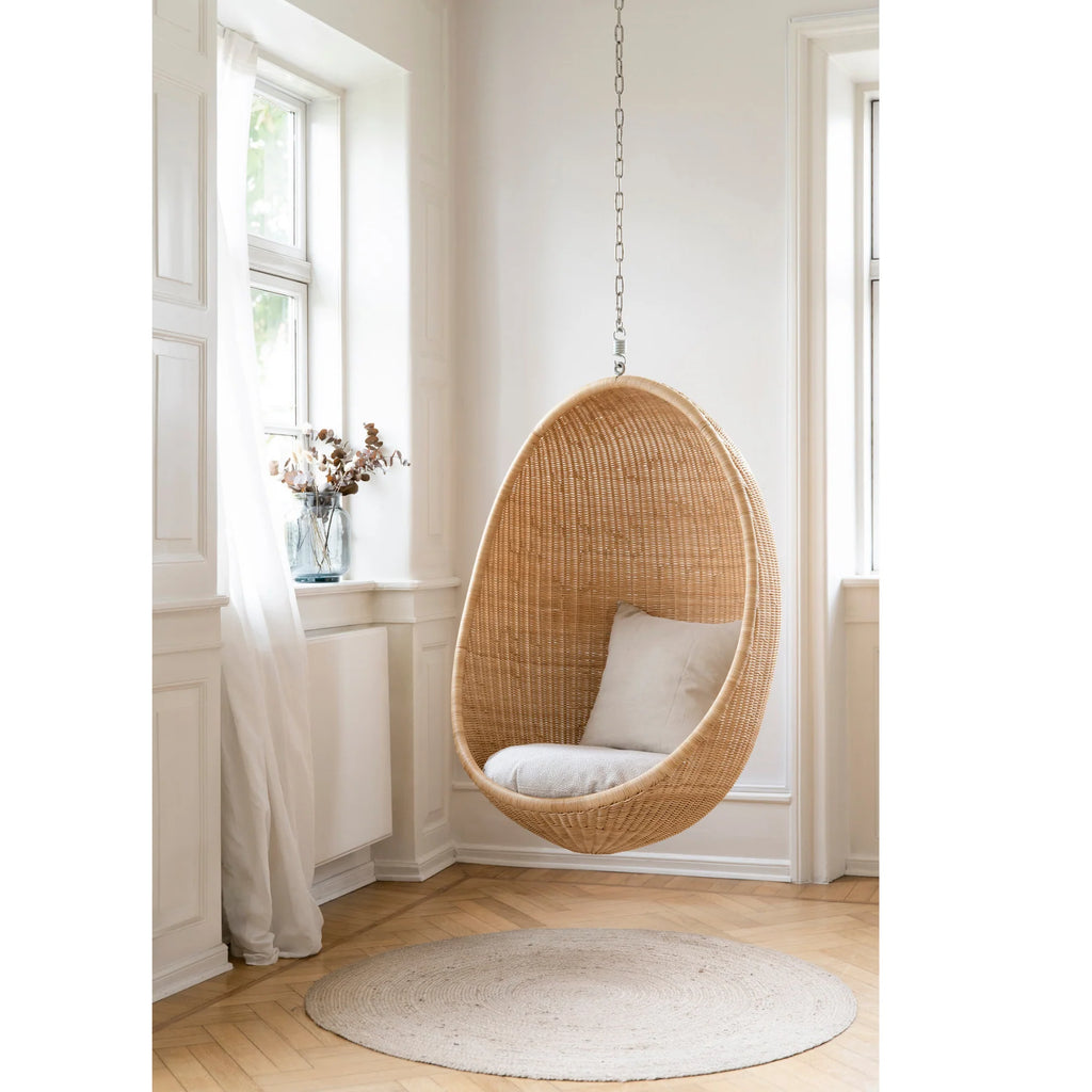Hängesessel aus Rattan für den Außenbereich im Küstenstil mit Rundform – Terrasse