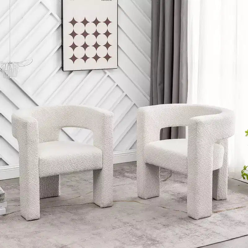 2er-Set 28 breite Polster-Sessel mit Bouclé-Bezug – Kinwell