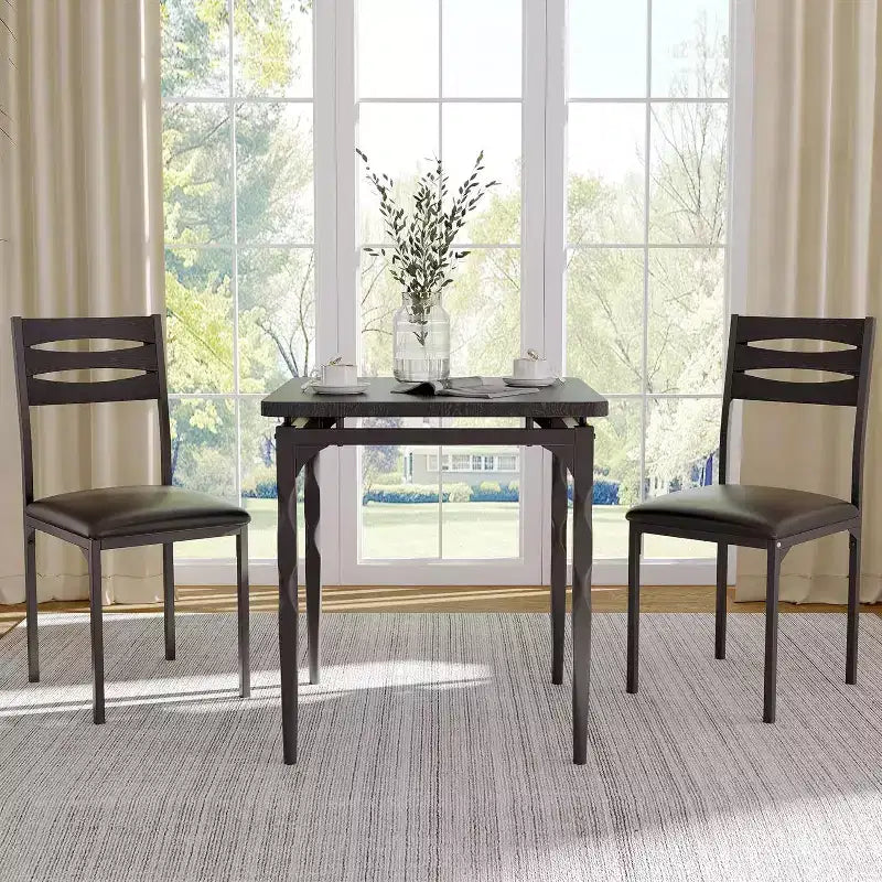 3-teiliges Esszimmer-Set für kleine Räume, Tisch & 2 Stühle mit Spiralbeinen, Kompaktes Küchentisch-Set für Wohnungen