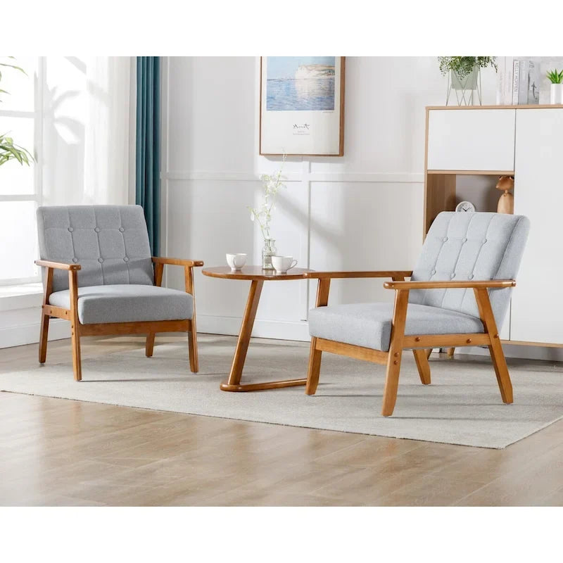 2er-Set Akzentstühle mit Beistelltisch, Armlehnstuhl für Wohnzimmer, Schlafzimmer, Büro - 78,0 cm H * 64,5 cm B * 71,0 cm T
