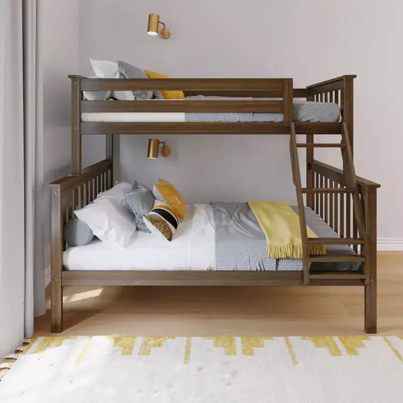 Max & Lily Etagenbett, oben Einzelbett, unten Doppelbett, Massivholz-Etagenbett mit Leiter für Kinder