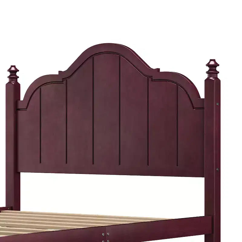 Vintage-Plattformbettgestell in Queensize – Massivholz aus Kiefer, MDF-Kopfteil, kein Boxspringbett erforderlich