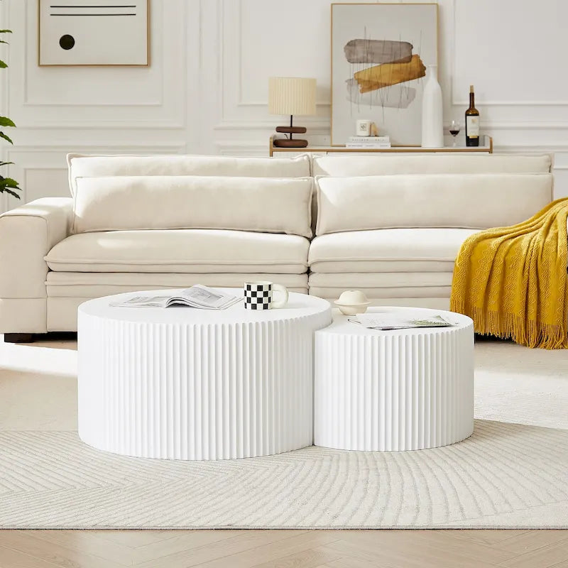 Modernes, glamouröses rundes Satztisch-Set für das Wohnzimmer (2-tlg.), nicht montiert