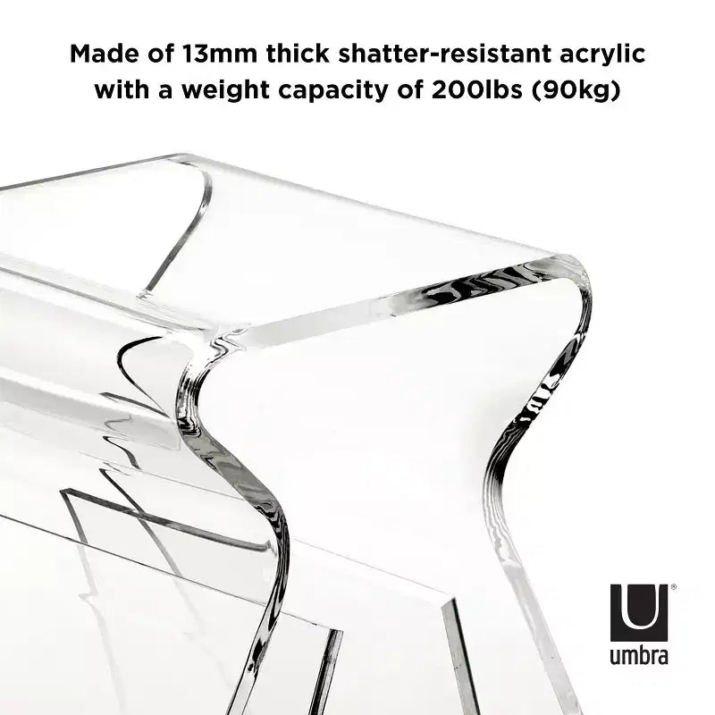 Magino-Hocker und Zeitschriftenständer, transparent: bruchsicheres Acryl, keine Montage erforderlich