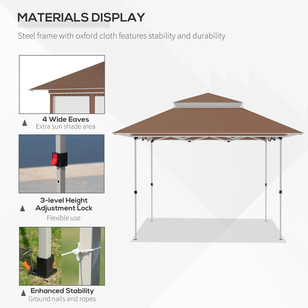 Outsunny 3,6 x 3,6 m Faltpavillon mit Moskitonetz, höhenverstellbar in 3 Stufen
