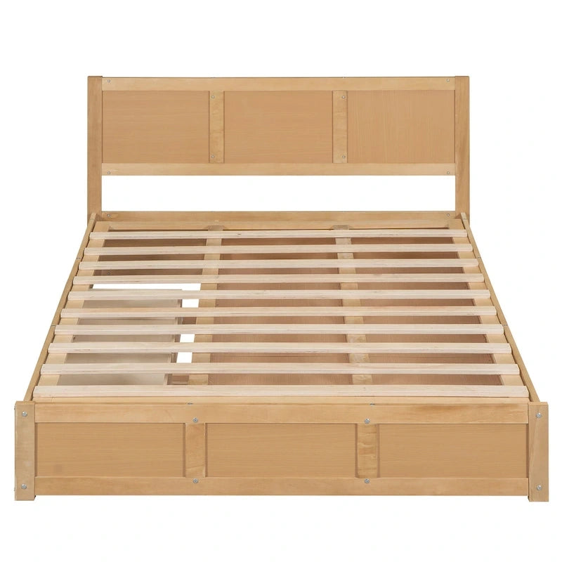 Holz-Plattformbett mit Stauraum und 2 Schubladen