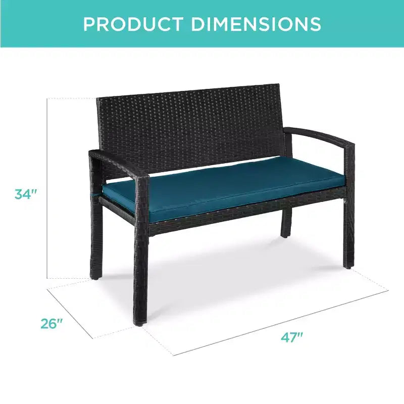 Best Choice Products 2-Sitzer-Outdoor-Korbsitzbank für Garten, Terrasse und Veranda mit 700-lb-Tragkraft und Polster