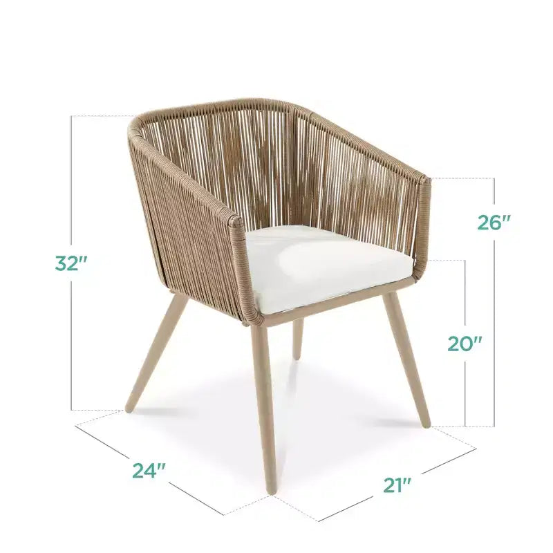 Best Choice Products Set aus 2 Outdoor-Esszimmerstühlen für die Terrasse, Sitzfläche aus geflochtenem Korbgeflecht, Belastbarkeit: 113 kg