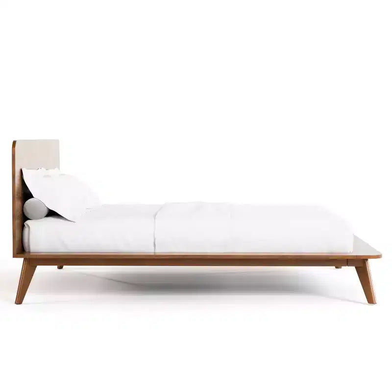 HOMES: Inside + Out 3-teiliges Schlafzimmermöbel-Set im Mid-Century-Stil aus Riverstone-Holz mit Bettgestell und 2 Nachttischen, Walnussfarben