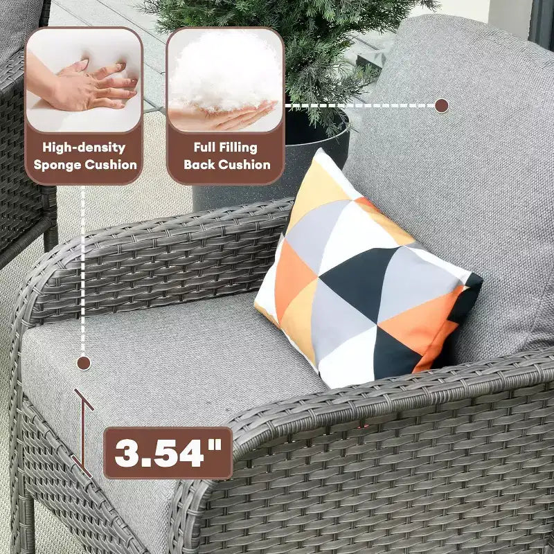 HOMLUX 2er-Set Terrassenstühle aus Korbgeflecht, wetterfeste Rattanstühle mit hoher Rückenlehne für den Außenbereich