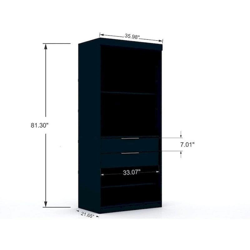 Mulberry 2.0 halb-offenes, 3-teiliges, modernes Eck-Kleiderschrank-Set mit 4 Schubladen