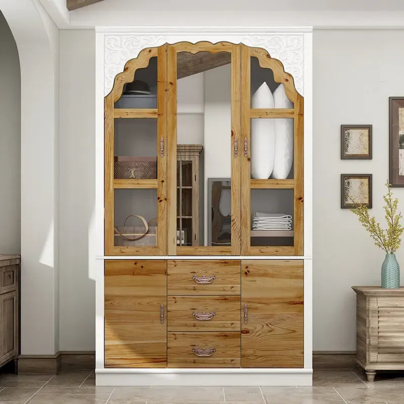 Vintage-inspiriertes zweiteiliges Kleiderschrank-Set mit Metallakzenten