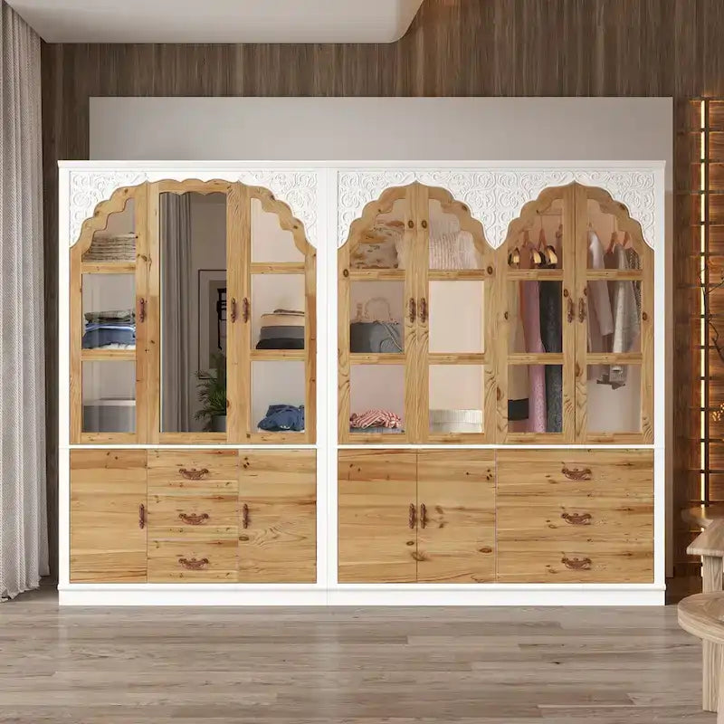 Vintage-inspiriertes zweiteiliges Kleiderschrank-Set mit Metallakzenten