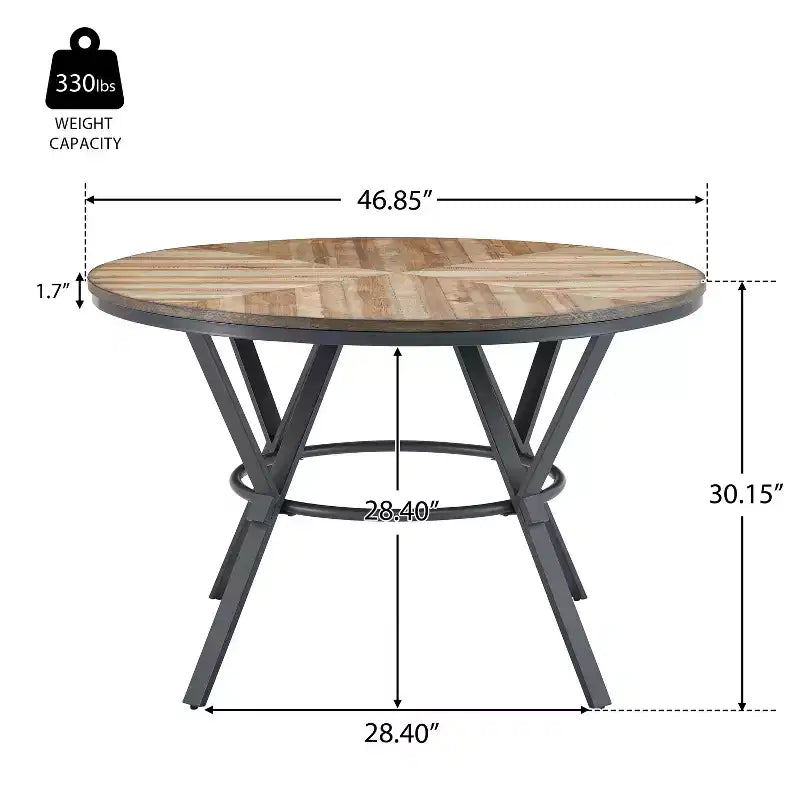 5-teiliges Esstisch-Set mit 4 Essstühlen und rundem/eckigem Tisch, Schwarz+Natur/Walnuss-ModernLuxe