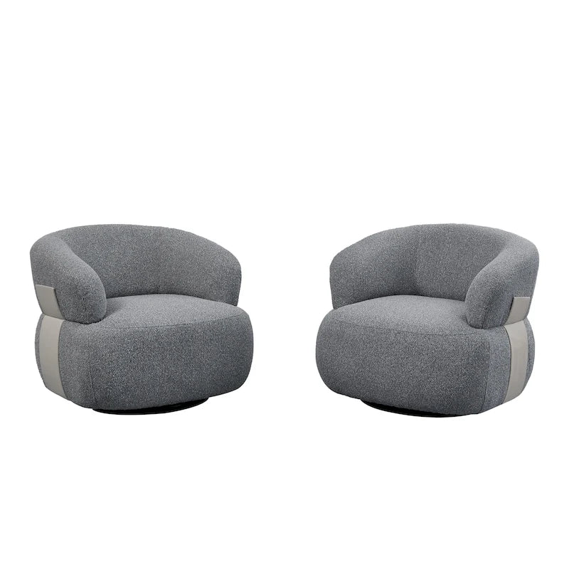 Kieon 33W 360° drehbarer moderner Fasssessel, Akzentsessel, 2er-Set