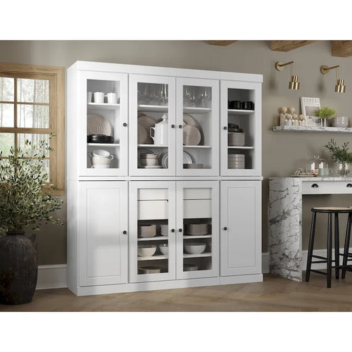 Küchenbuffet aus 100 % Massivholz mit Glas- oder Holztüren und 2-Schubladen-Set, 65 x 71,5