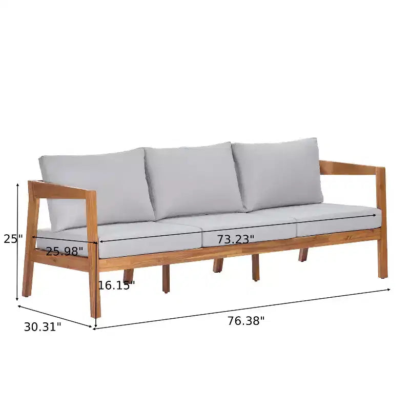 ModernLuxe 4/5-teiliges Akazienholz-Terrassenmöbel-Sofa-Set, Outdoor-Sitzgruppe mit Couchtisch für Veranda/Garten/Balkon