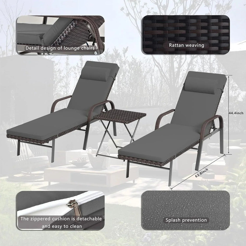 Kullavik 3-teiliges Outdoor-Liegen-Set