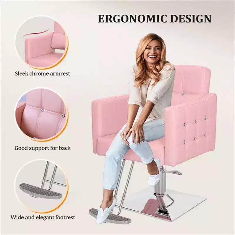 Karl Home Pink robuster hydraulischer Friseursalonstuhl mit Diamantakzenten