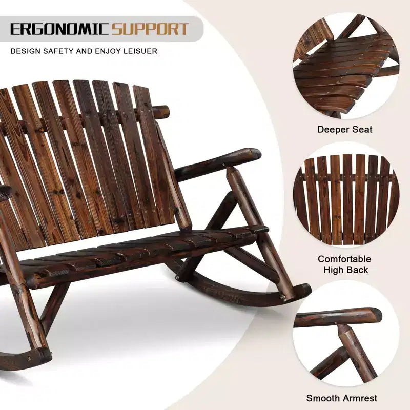 Karl Home | 47 Zoll hohe Outdoor-Schaukelbank aus Massivholz