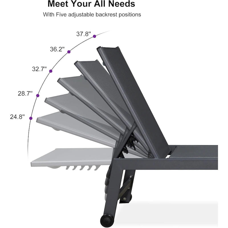 PURPLE LEAF Gartenliegen-Set für 2 Personen mit Sonnenliegen und Aluminiumgestell