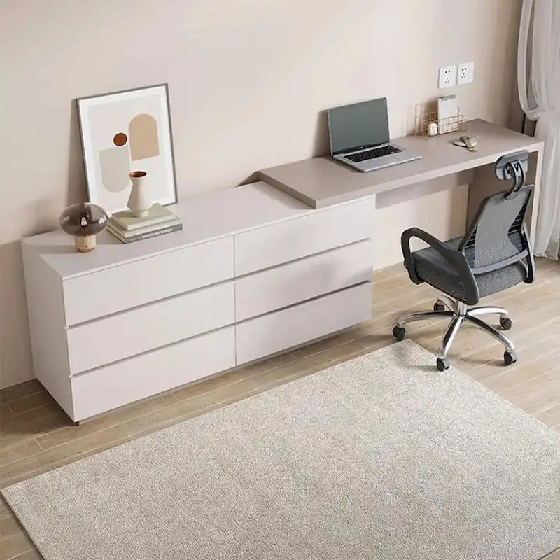 97,63  Modernes, erweiterbares Homeoffice-Schreibtisch-Kommoden-Set mit 6 Schubladen