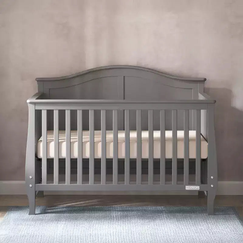 4-in-1-Wandlungsfähiges Babybett, wandelbar zum Tagesbett, Kleinkindbett und Full-Size-Bett, 3 Matratzenpositionen, babyfreundliche Oberflächenbeschichtung