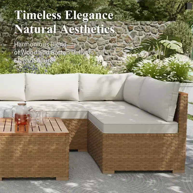 Captiva Designs Outdoor-Loungegarnitur aus Rattan-Geflecht für Garten und Terrasse