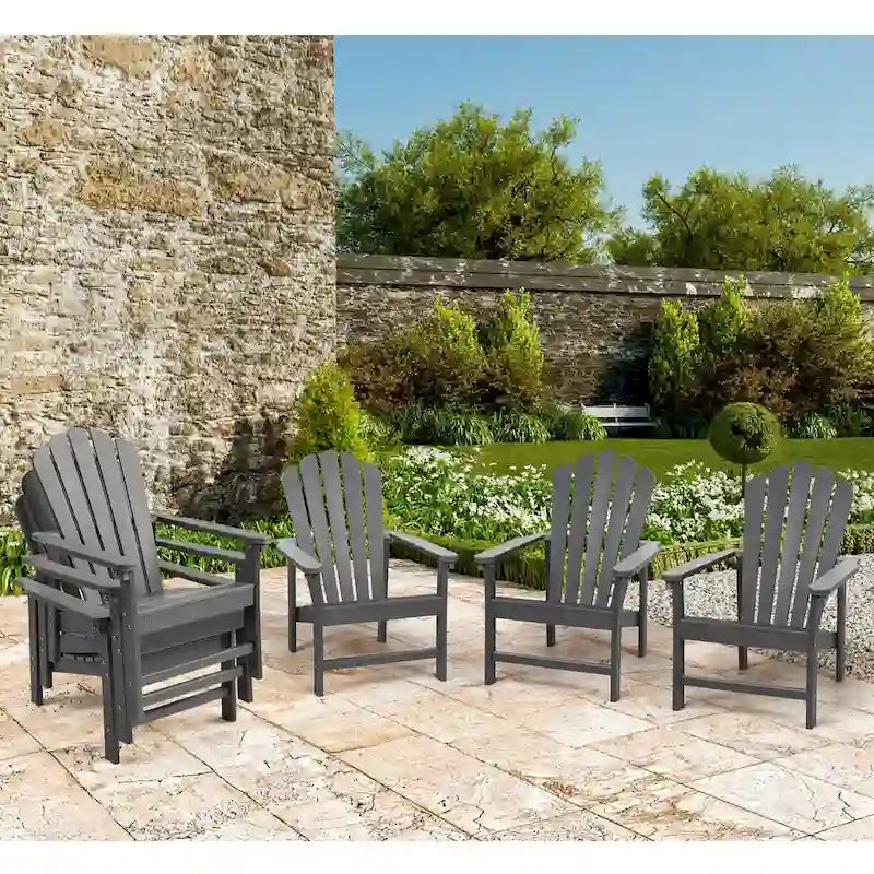 Vrakae 6er-Set stapelbarer Adirondack-Gartenstühle aus HDPE für jedes Wetter