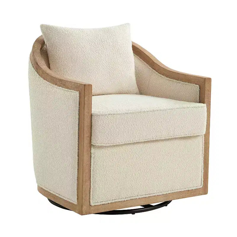 Gordon Farmhouse Rattan-Massivholz-Sessel mit Massivholzkante|ART OF LIVING DESIGNS-ELFENBEIN