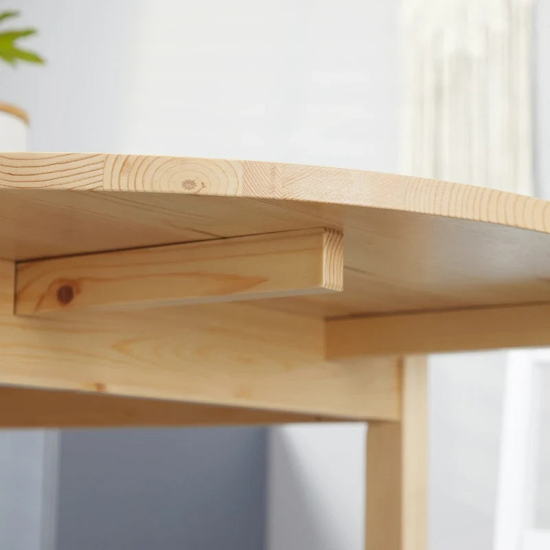 HOMCOM 55 cm Massivholz-Küchentisch, Klapptisch für kleine Räume, ausklappbarer Esstisch