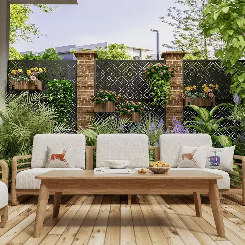 MAYEERTY Sichtschutz aus verzinktem Stahl für den Innen- und Außenbereich, freistehender dekorativer Raumteiler für Balkon und Garten, 1 Stück